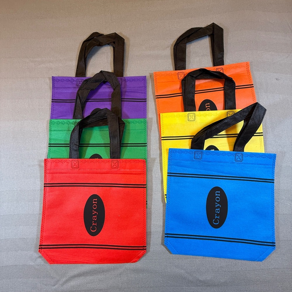 24 Pack Crayon Party Favor Bags Reusable Non-Woven Tote Goody Bags 2372